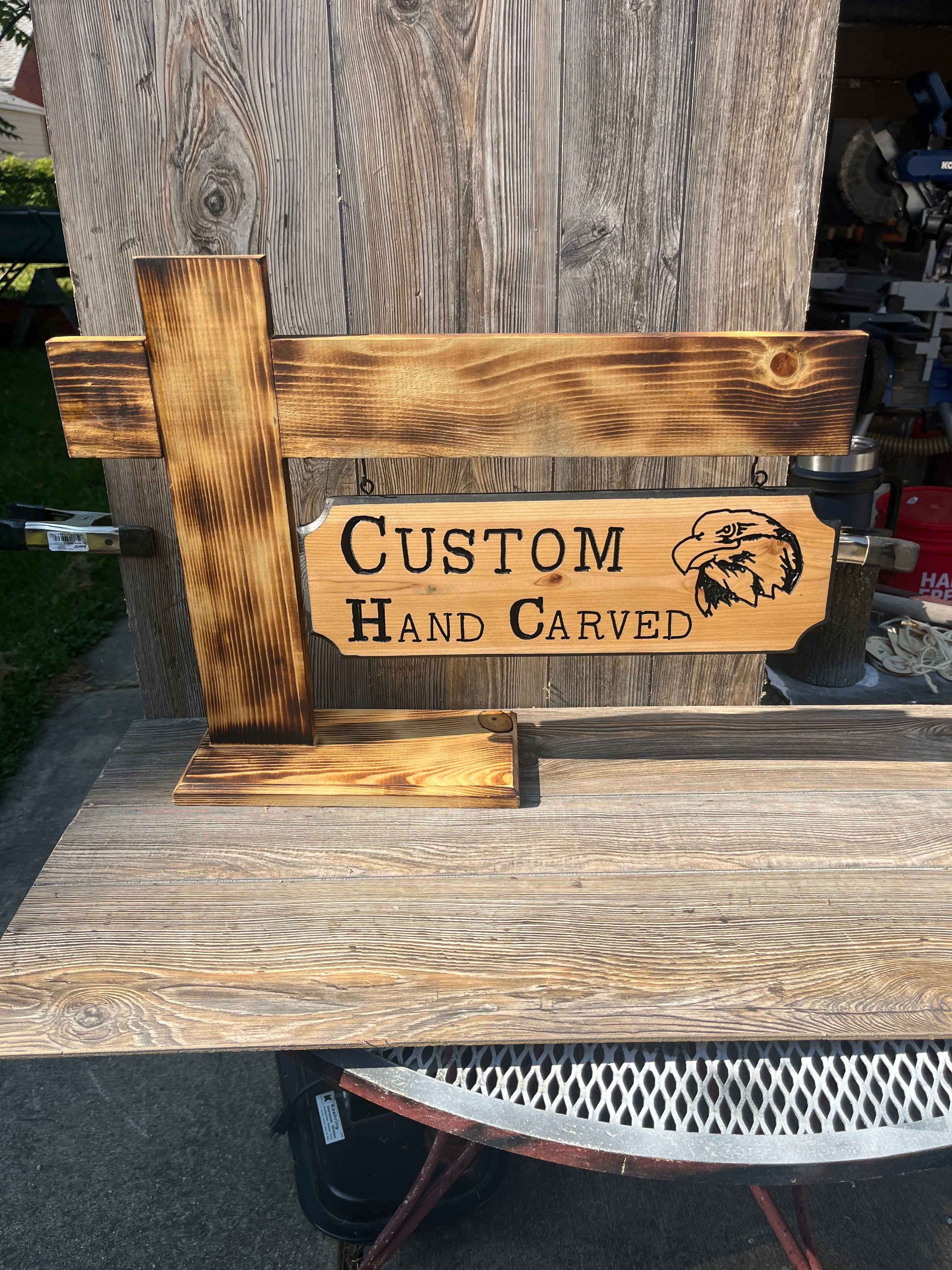 Rustic Hand-Carved Wood Signs
