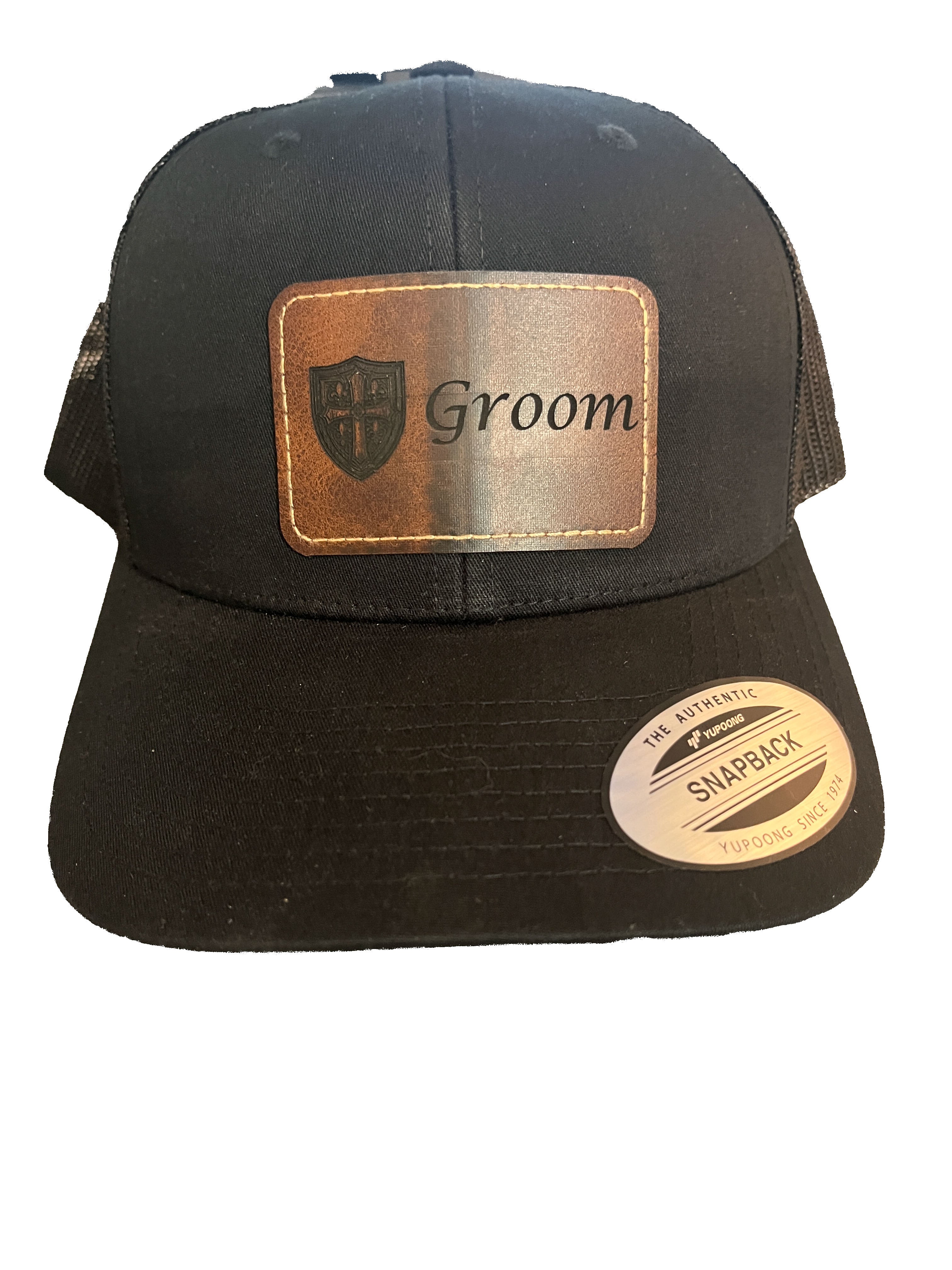 Black “Groom” Snapback Hat – Custom Patch Design