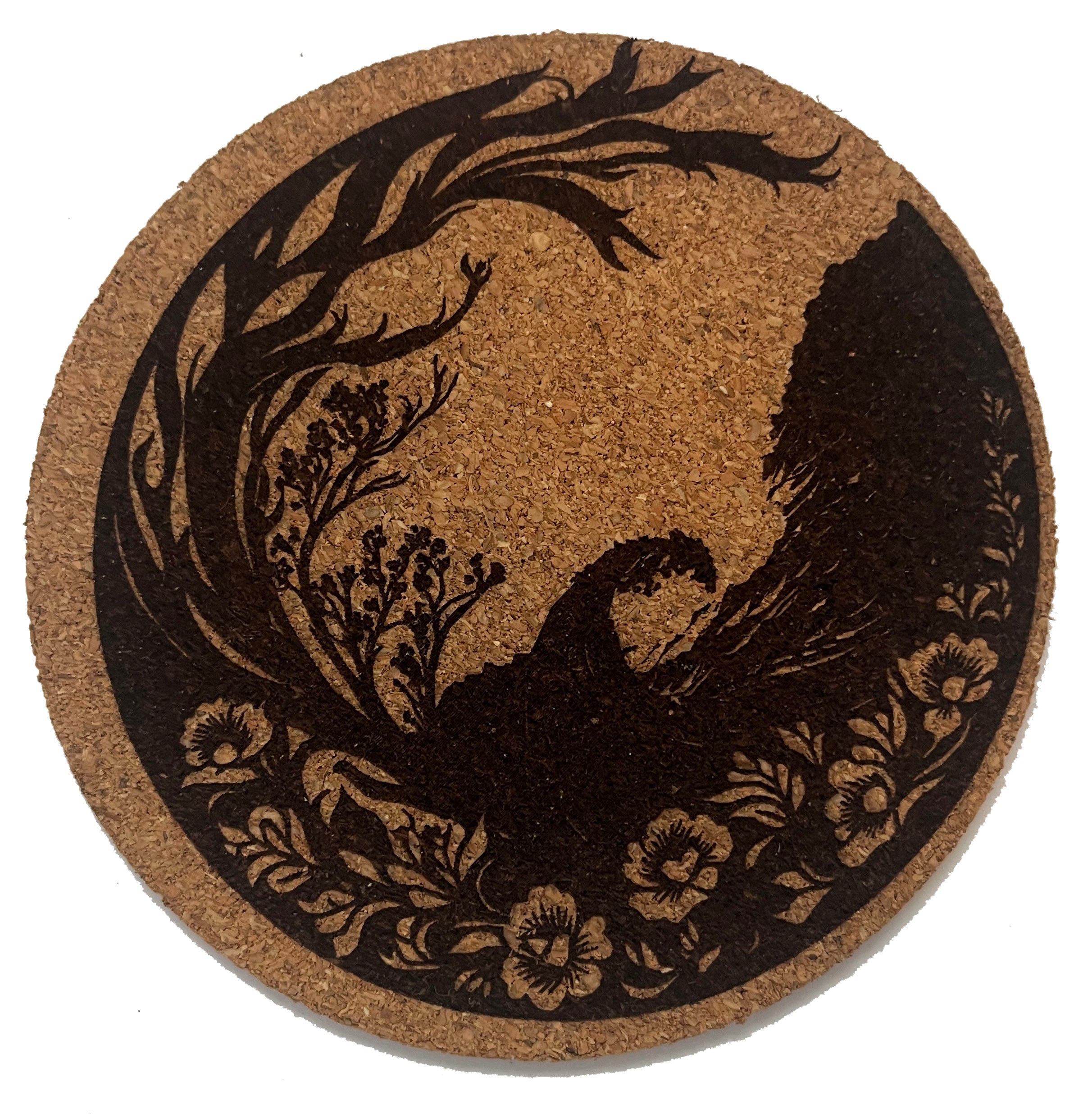 Landscape Cork Coaster Set with Walnut Stand