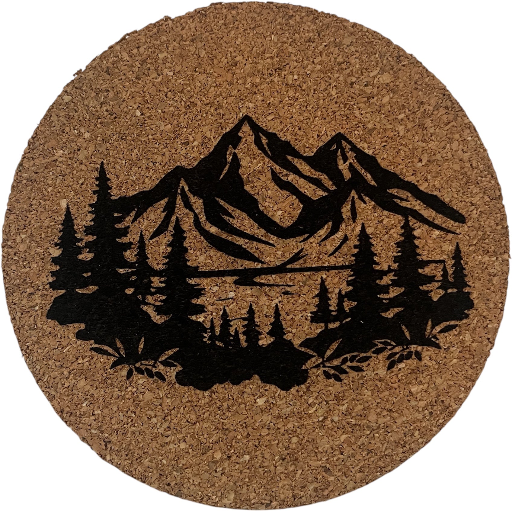 Landscape Cork Coaster Set with Walnut Stand