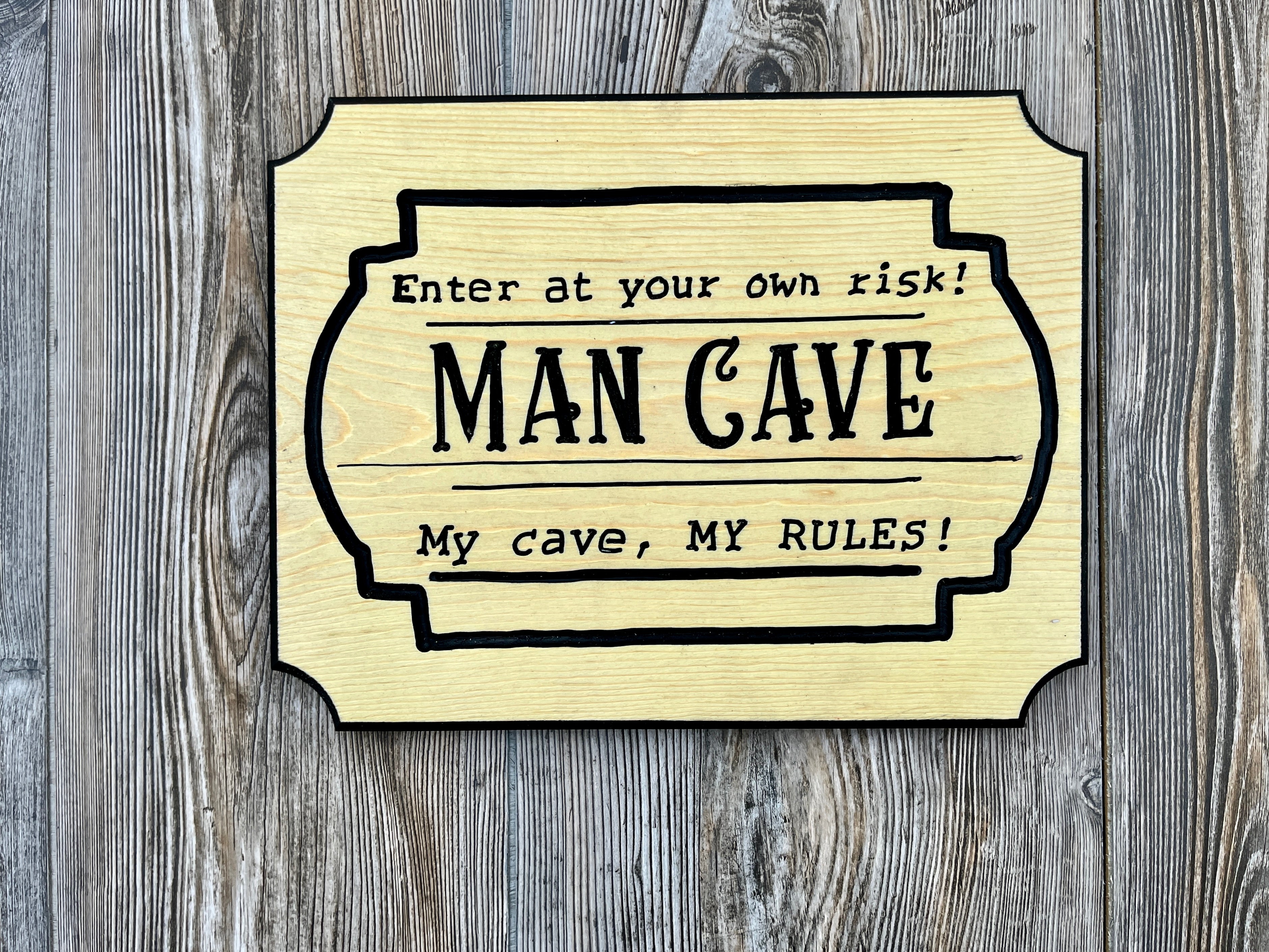 Custom Hand Carved Wooden Sign - Man Cave