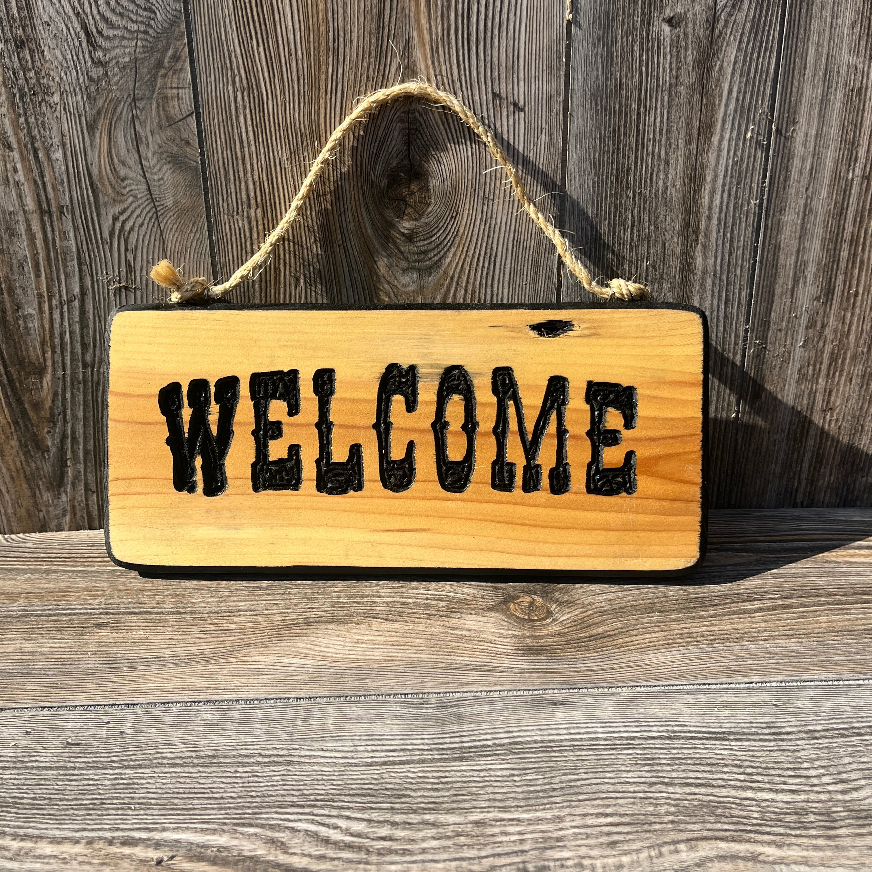Handcrafted “WELCOME” Sign