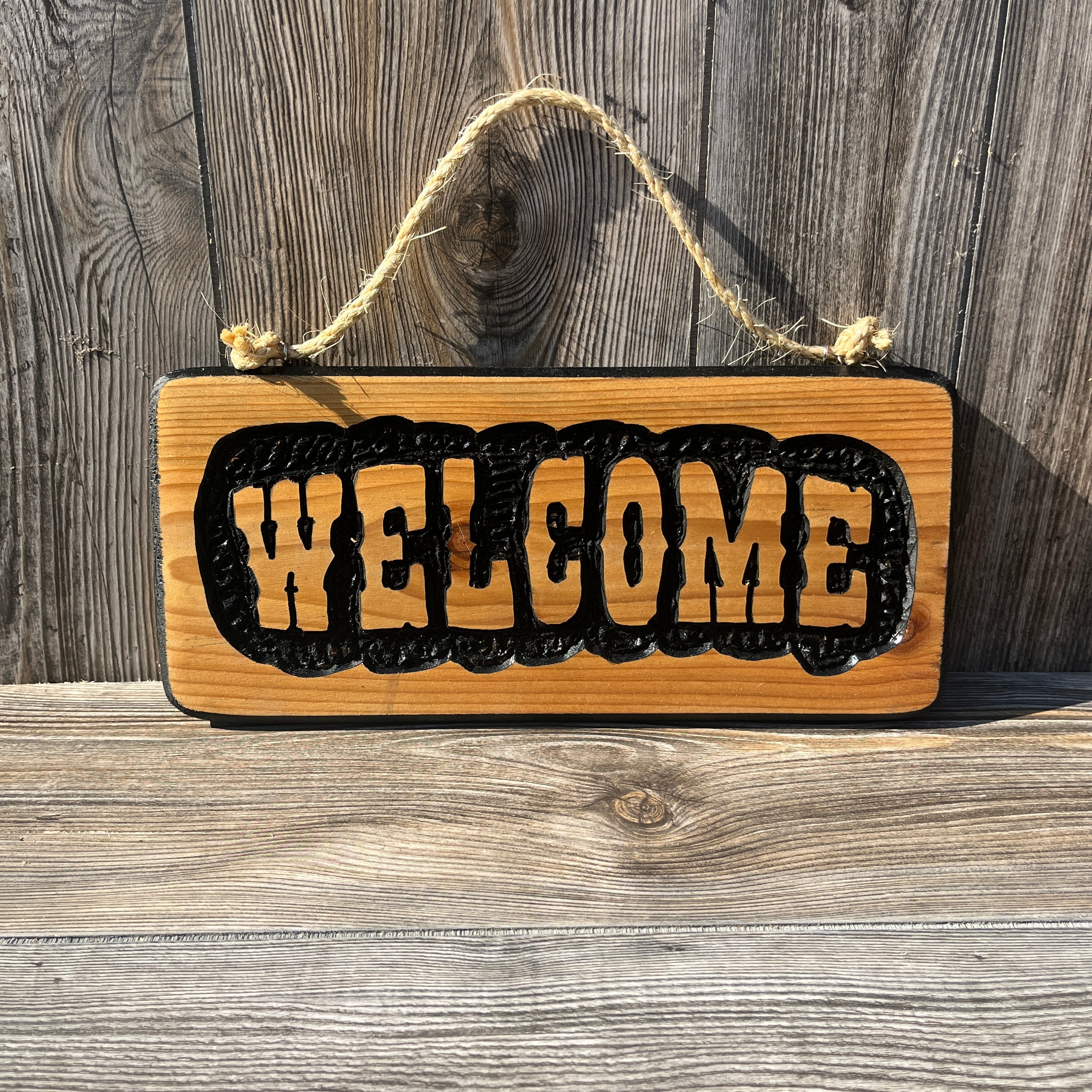 Handcrafted “WELCOME” Sign