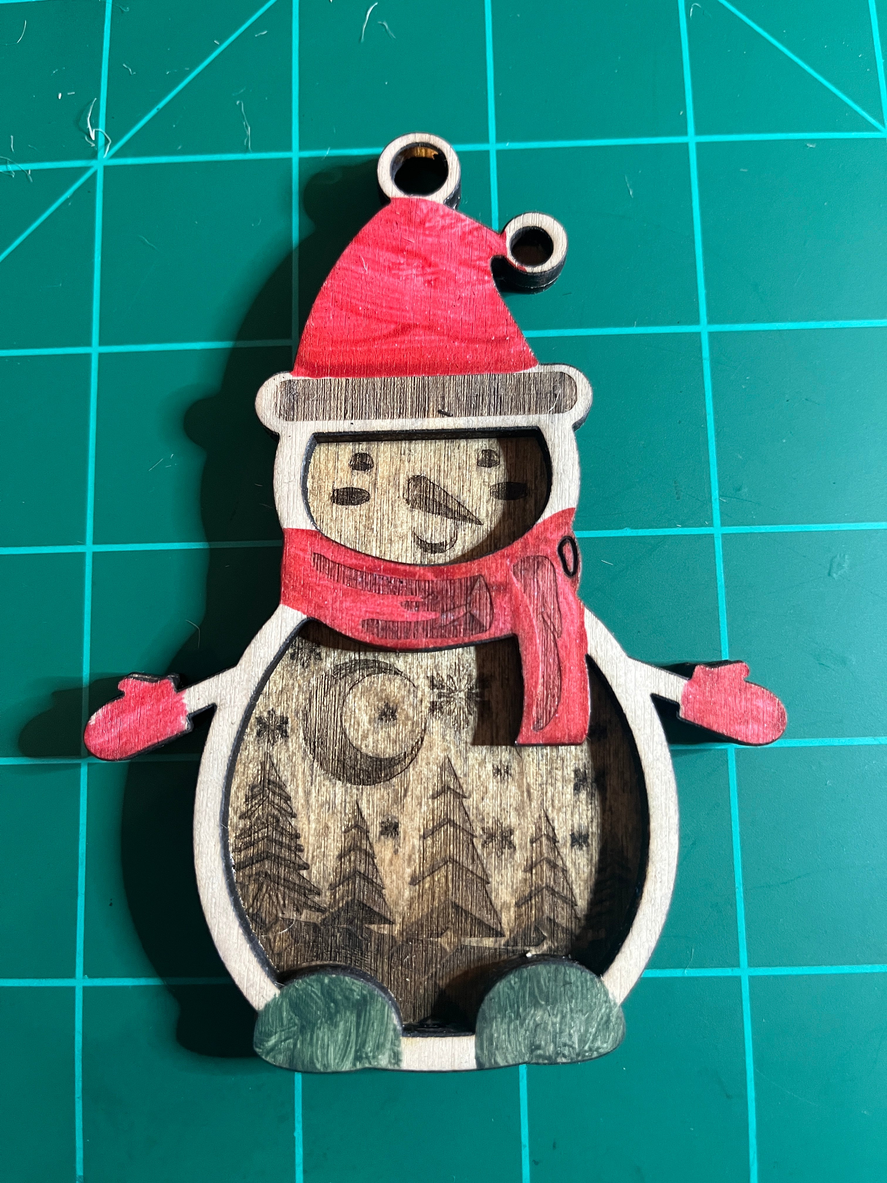 Ornament, Snowman with woods scene