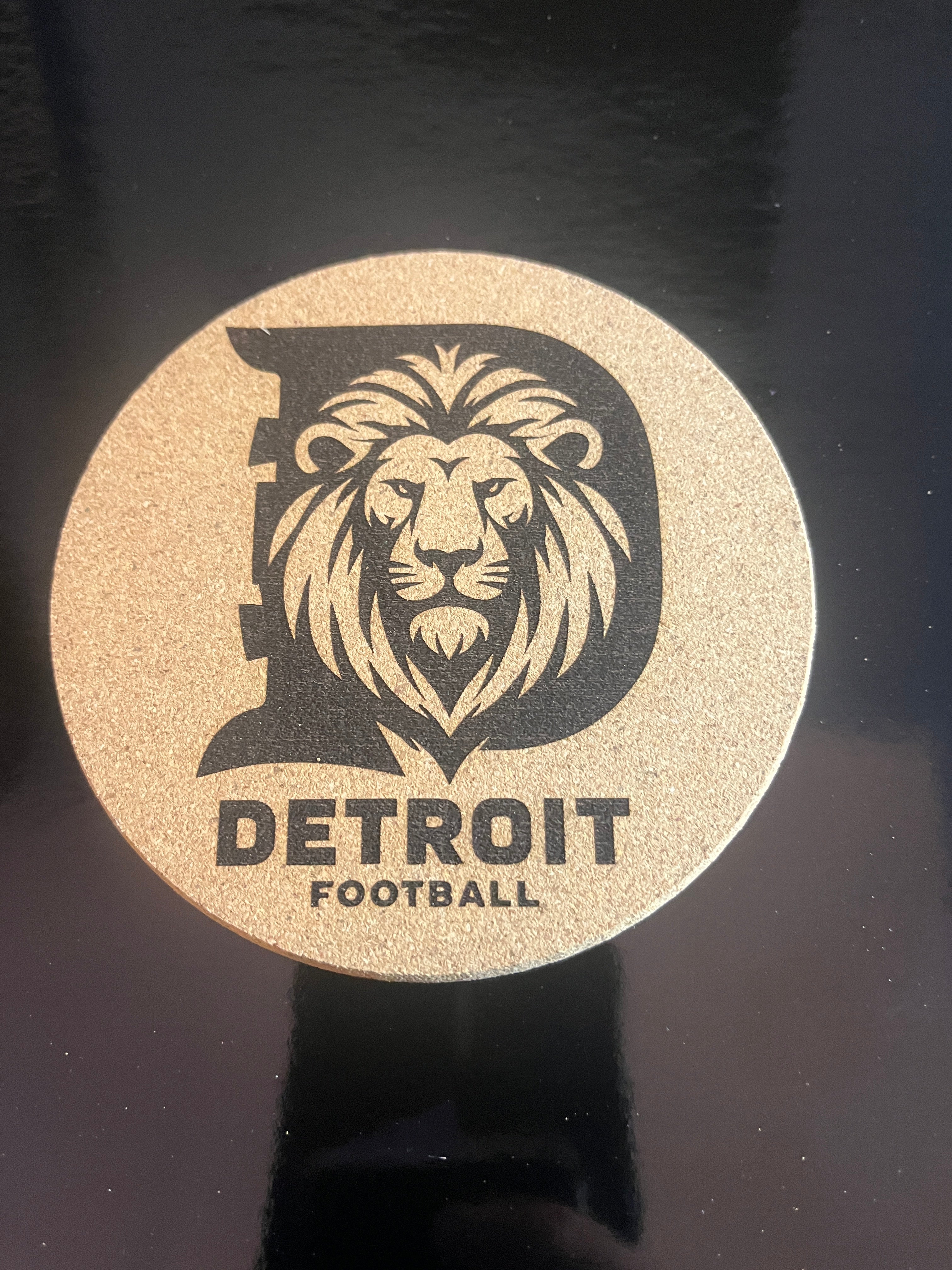 Detroit Cork Coaster - Lion in the D