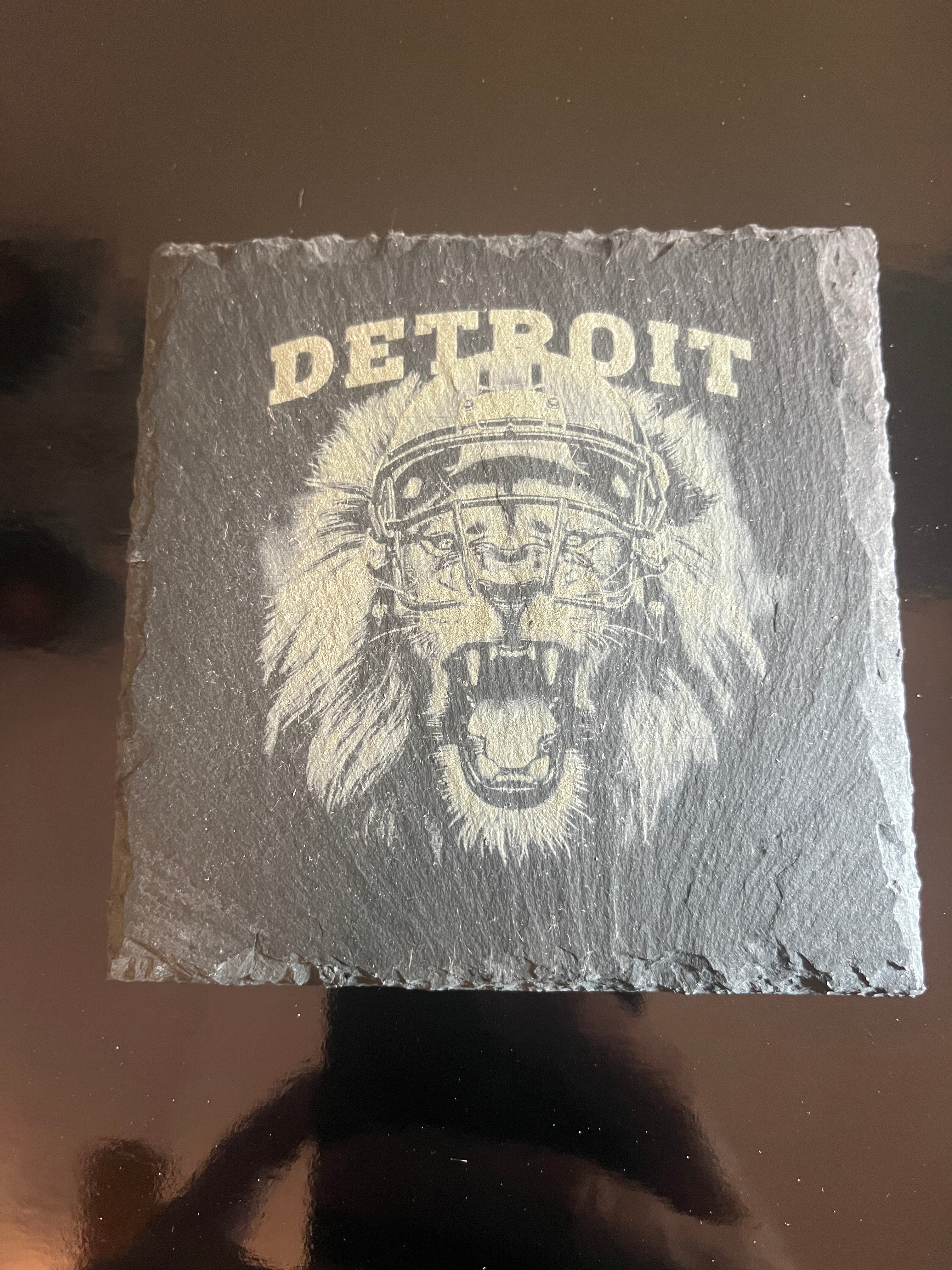 Detroit Slate Coaster - Lion Roar