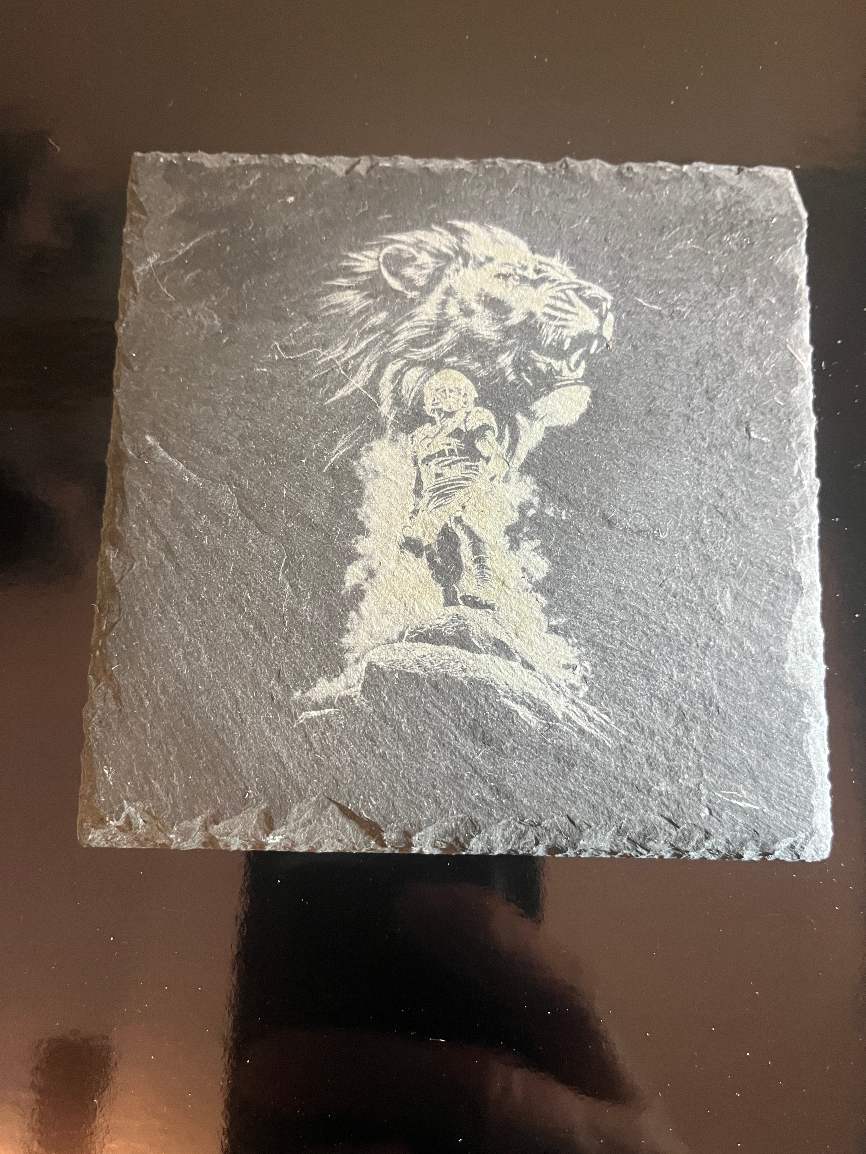 Detroit Slate Coaster - Profile Lion