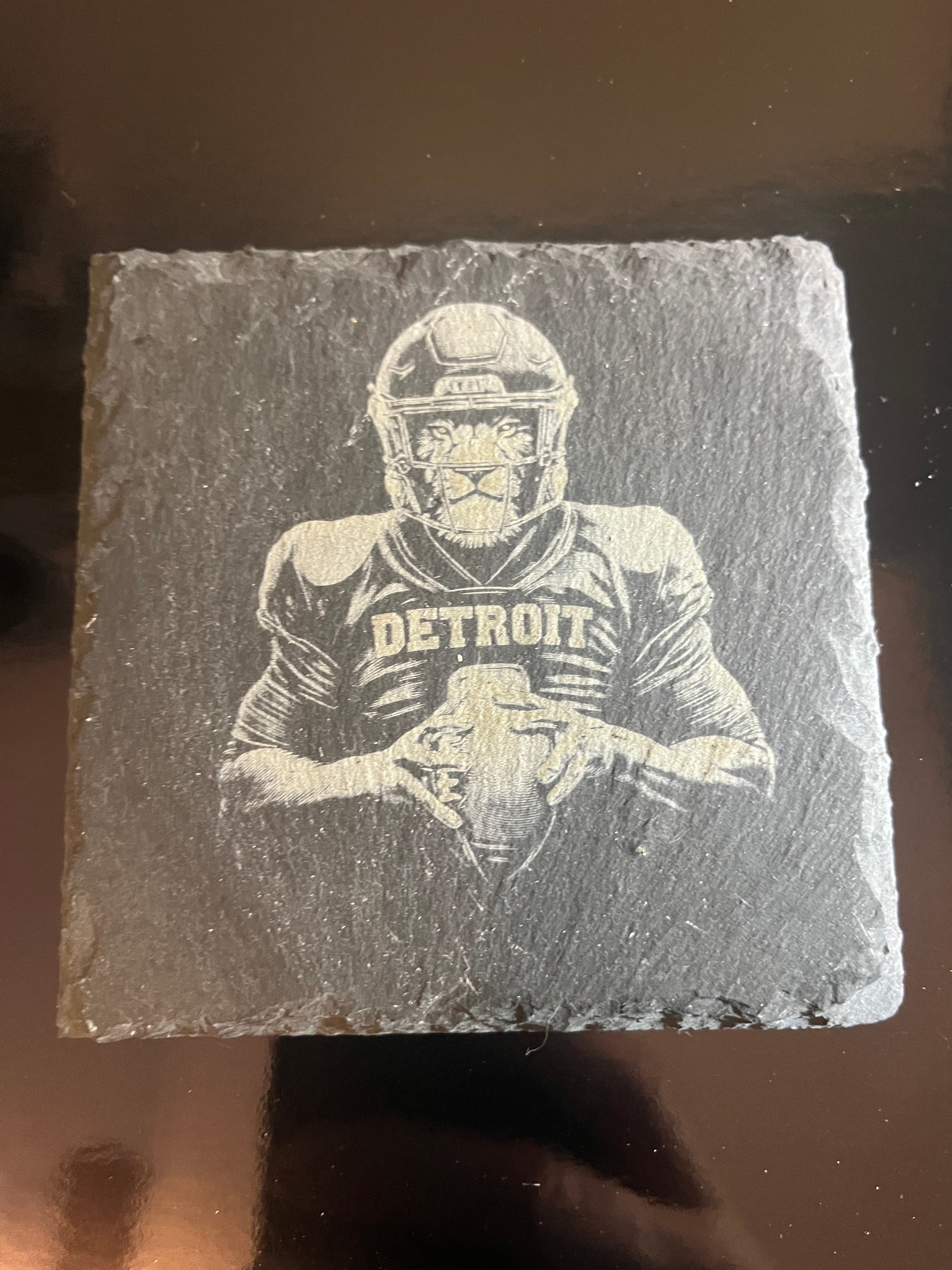 Detroit Slate Coaster - Lion Quareterback