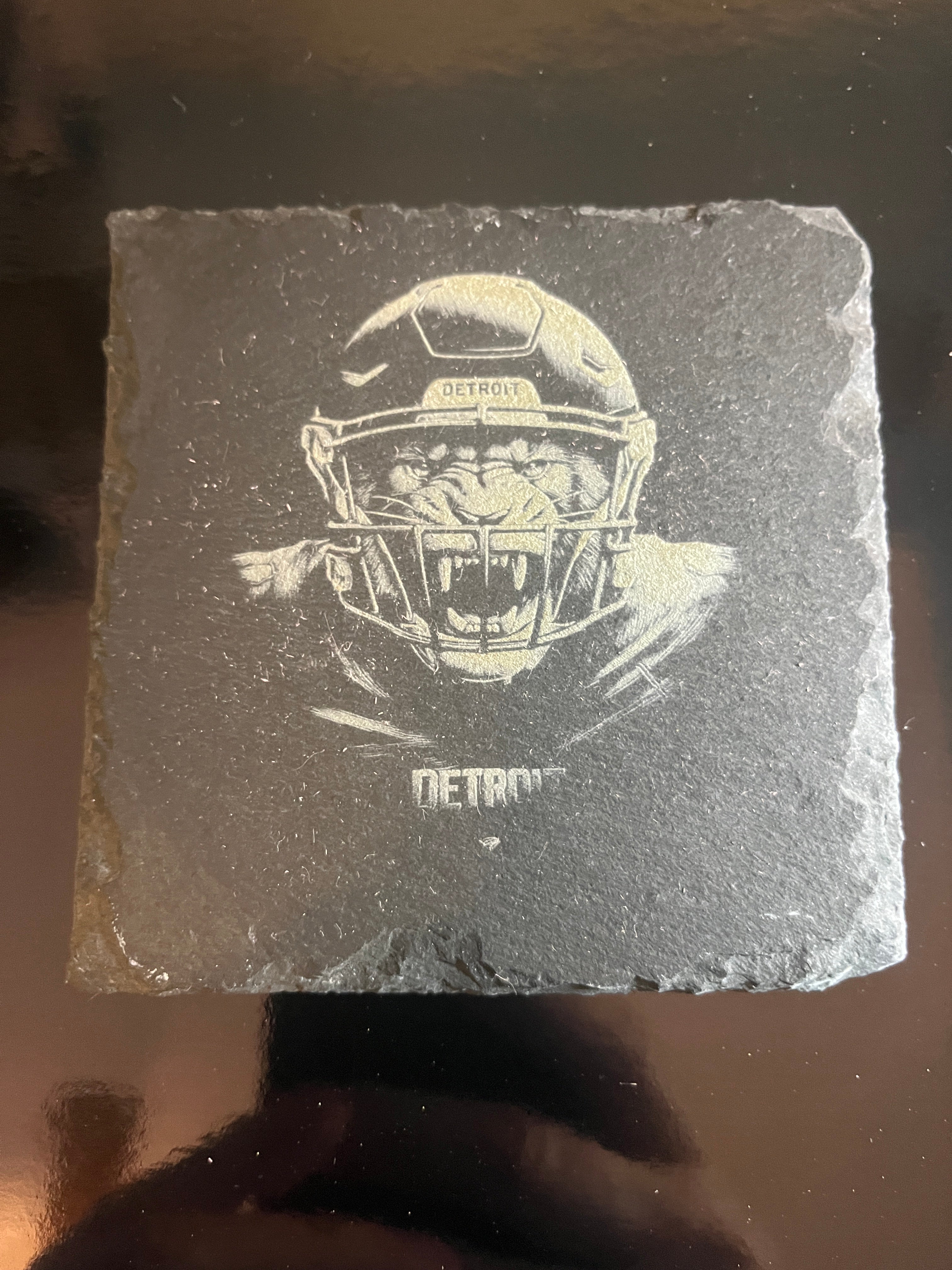 Detroit Slate Coaster - Lion in Helmet