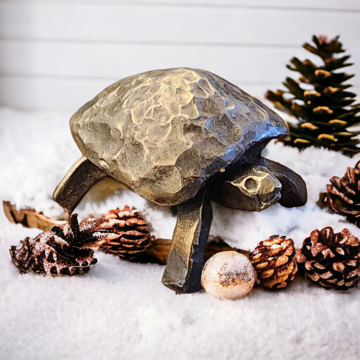 Hand-Forged Steel Turtle Sculpture