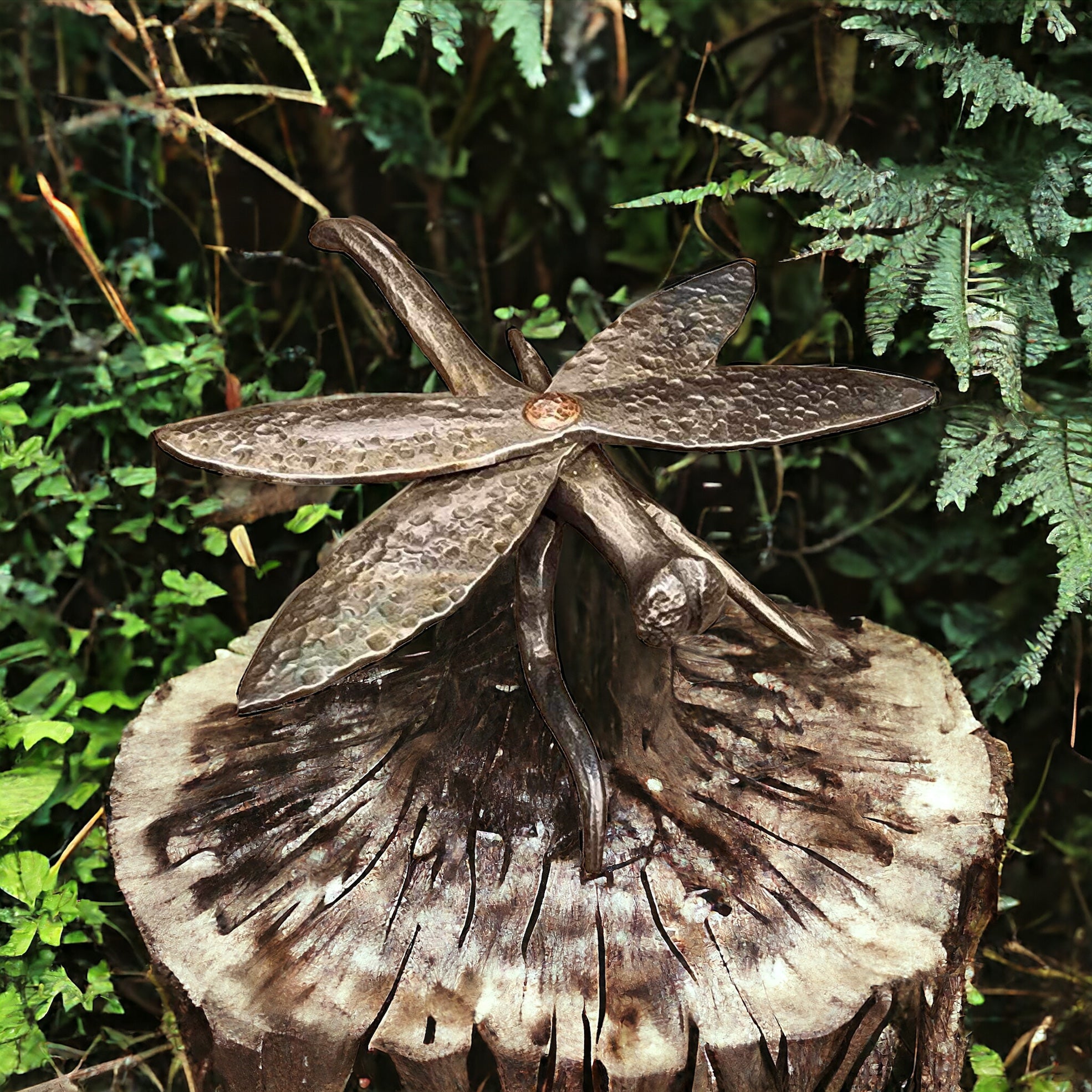 Hand-Forged Steel Dragonfly Sculpture